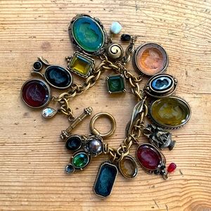 Gorgeous glass intaglio charm bracelet.